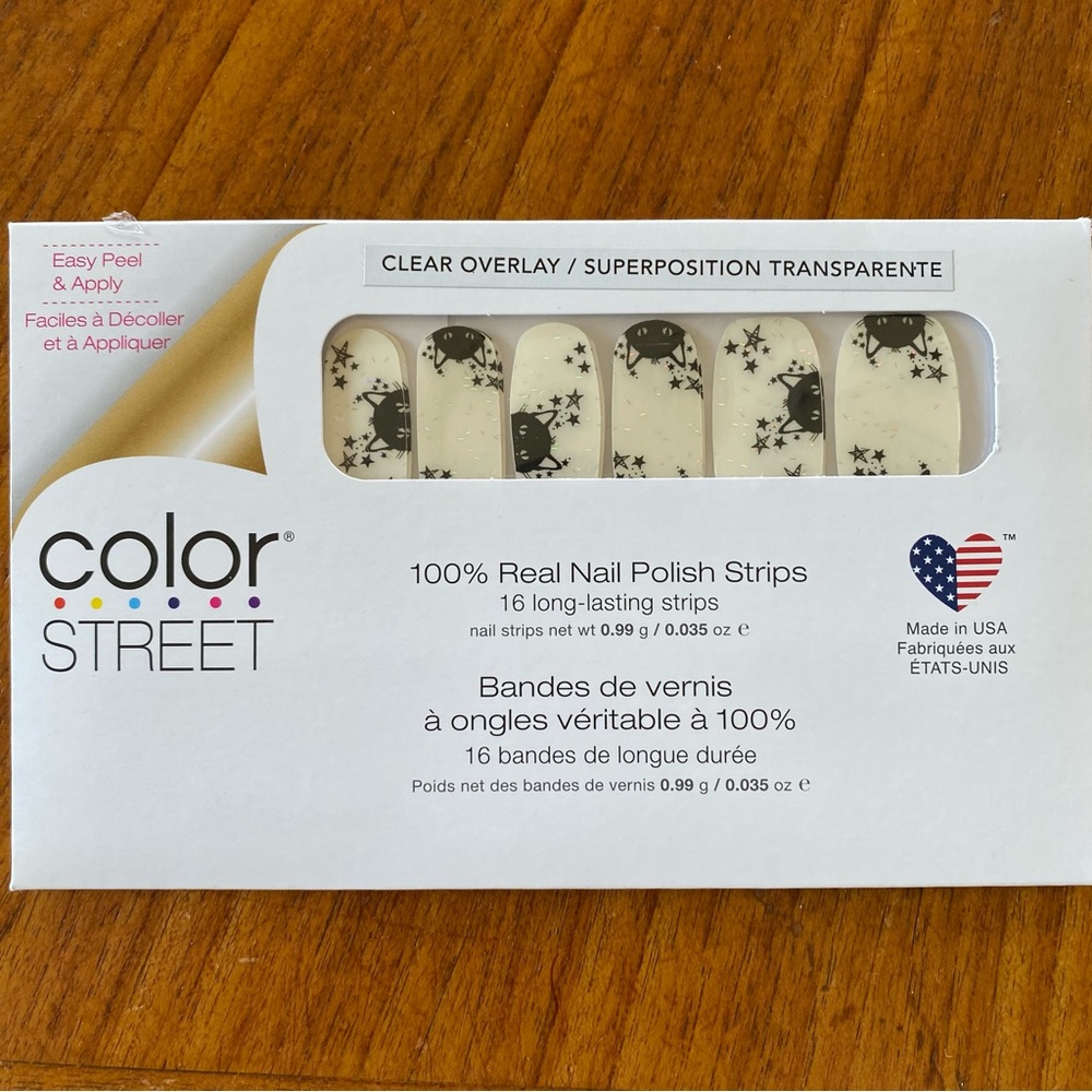 4/$25 Color Street Clear Overlay Nail Polish Strips NWT “Nine Lives”